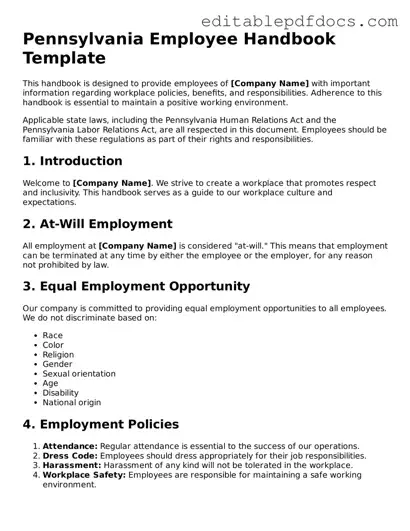  Employee Handbook Document for Pennsylvania