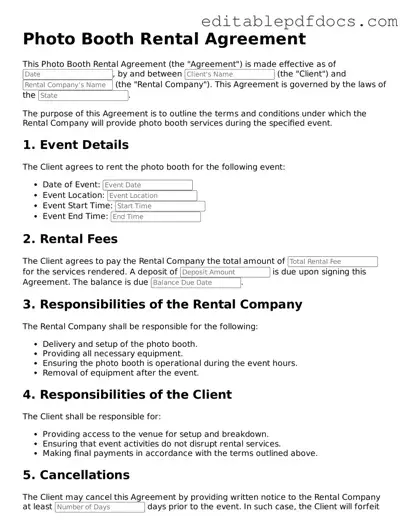 Free Photo Booth Rental Agreement Document