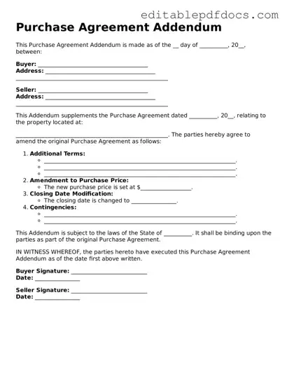 Free Purchase Agreement Addendum Document