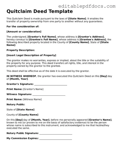 Free Quitclaim Deed Document