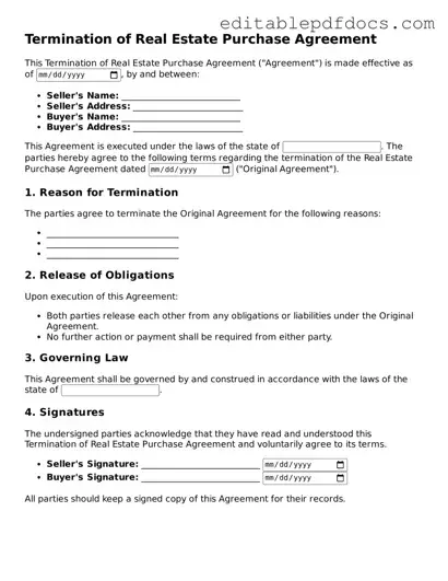 Free Termination of Real Estate Purchase Agreement Document