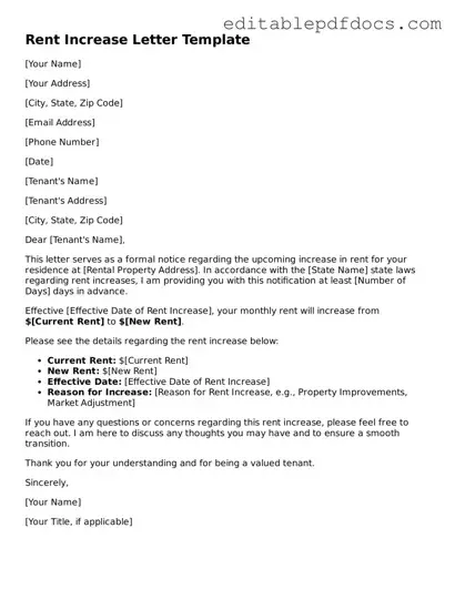 Free Rent Increase Letter Document