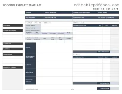 Fill a Valid Roofing Estimate Template