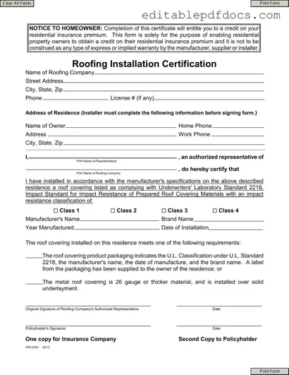 Fill a Valid Roofing Certificate Template