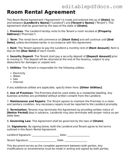 Free Room Rental Agreement Document