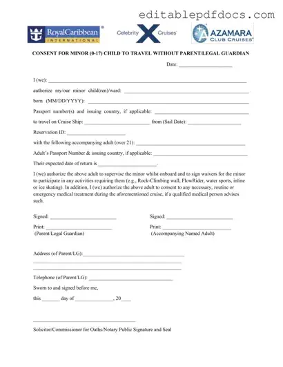 Fill a Valid Royal Caribbean Parental Consent Template