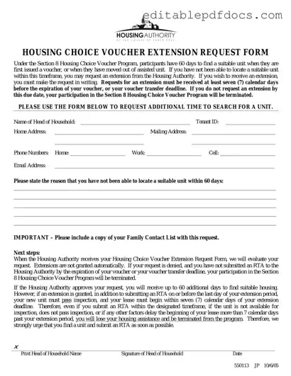 Fill a Valid Section 8 Voucher Extension Template