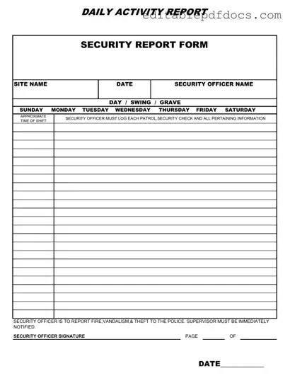 Fill a Valid Security Guard Daily Report Sample Template