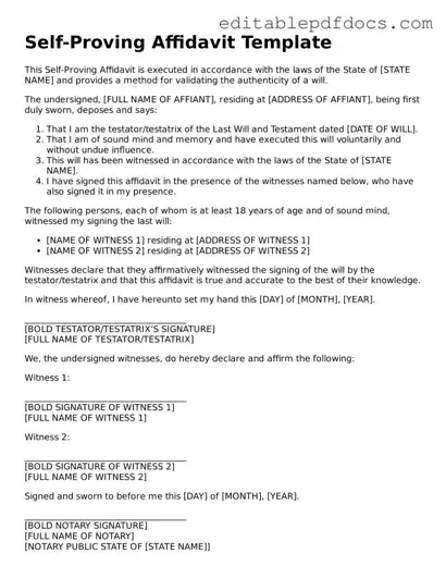 Free Self-Proving Affidavit Document
