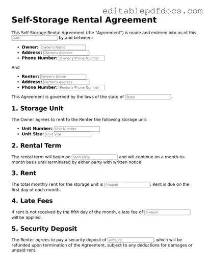 Free Self-Storage Rental Agreement Document