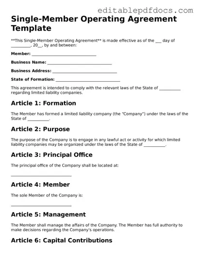 Free Single-Member Operating Agreement Document