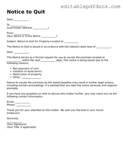 Free Notice to Quit Document