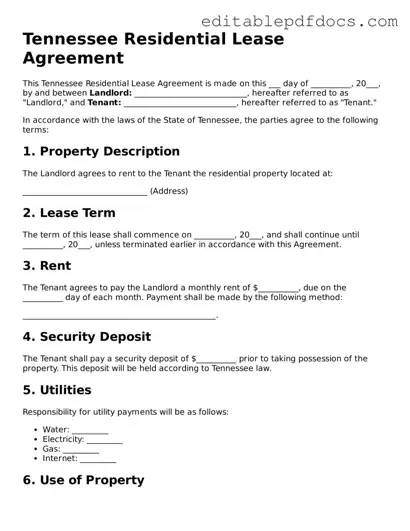  Residential Lease Agreement Document for Tennessee