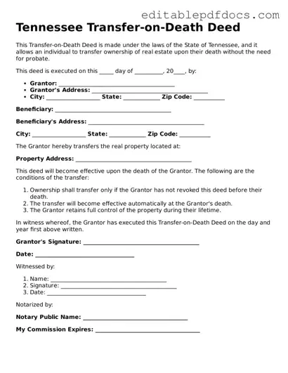  Transfer-on-Death Deed Document for Tennessee