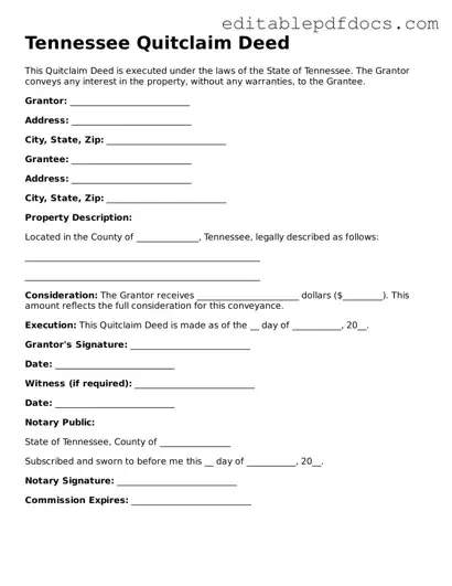  Quitclaim Deed Document for Tennessee