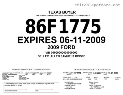 Fill a Valid Texas Temporary Tag Template