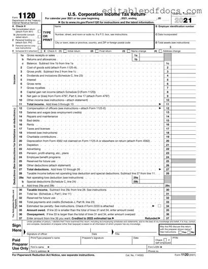 Fill a Valid IRS 1120 Template