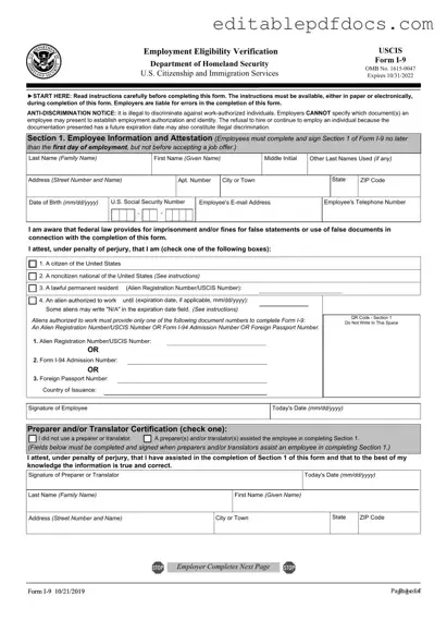 Fill a Valid USCIS I-9 Template