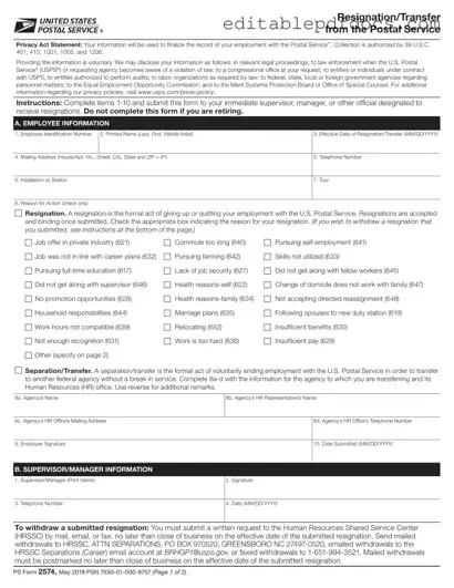 Fill a Valid Usps Resignation Template