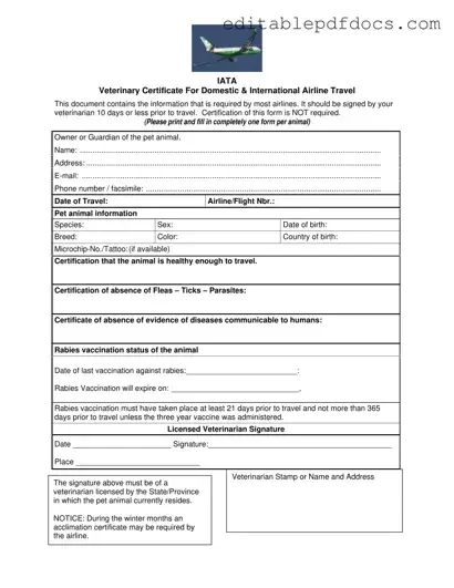 Fill a Valid Veterinary Certificate Travel Template