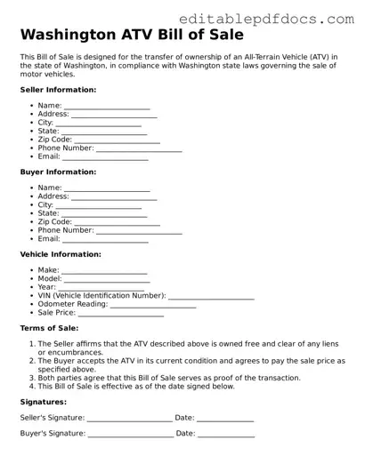  ATV Bill of Sale Document for Washington