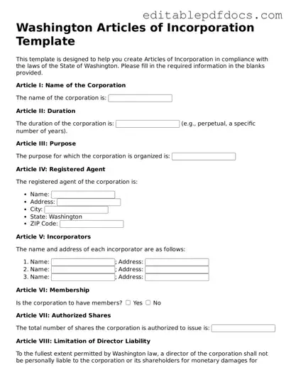  Articles of Incorporation Document for Washington