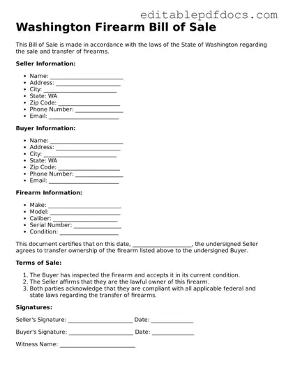  Firearm Bill of Sale Document for Washington