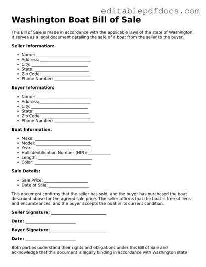  Boat Bill of Sale Document for Washington
