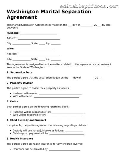 Marital Separation Agreement Document for Washington