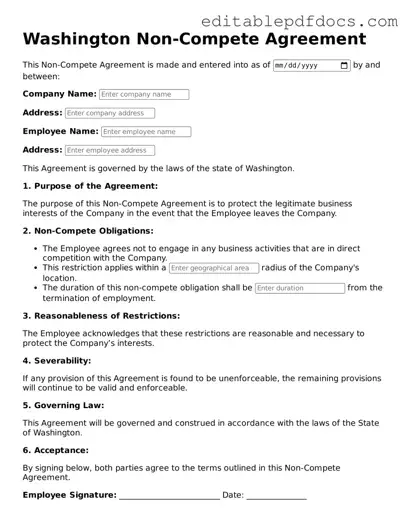  Non-compete Agreement Document for Washington