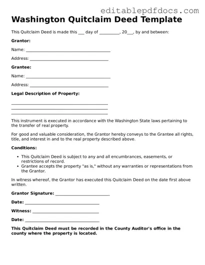  Quitclaim Deed Document for Washington