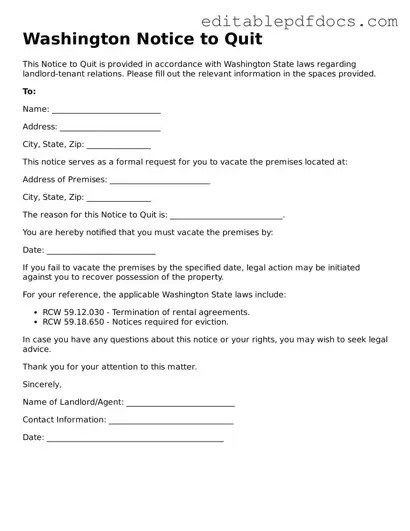 Notice to Quit Document for Washington