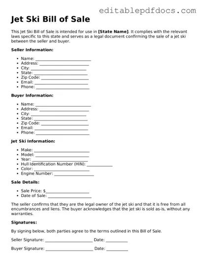 Free Jet Ski Bill of Sale Document