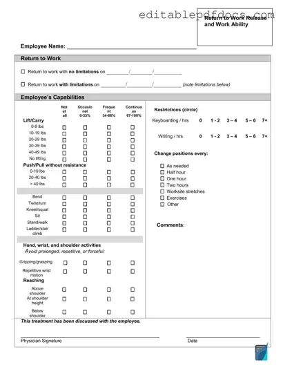 Fill a Valid Work Release Template
