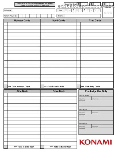 Fill a Valid Konami Decklist Template
