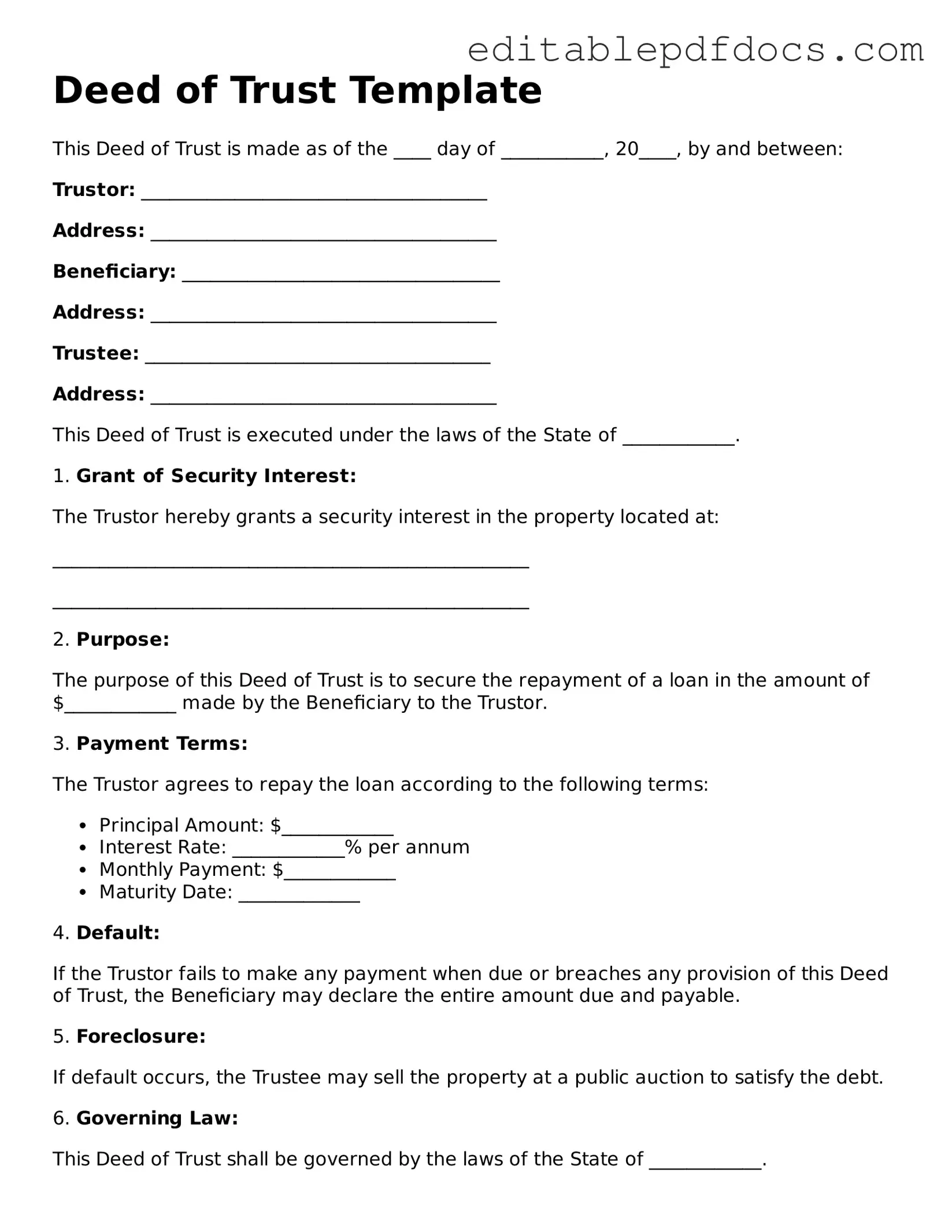 Free Deed of Trust Document